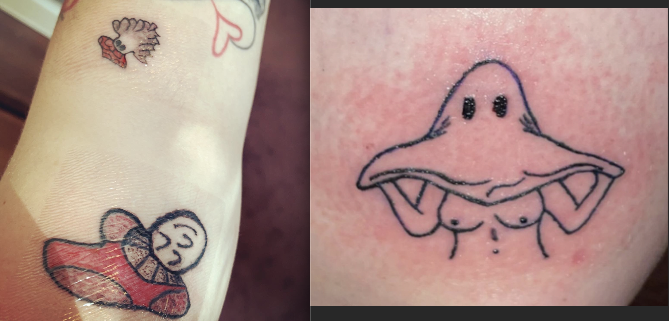 Ghost, Mushroom, and mushroom ghost, tattoos