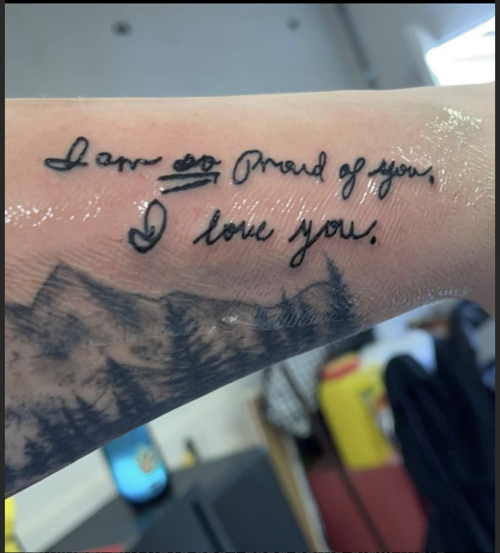 Handwriting tattoo